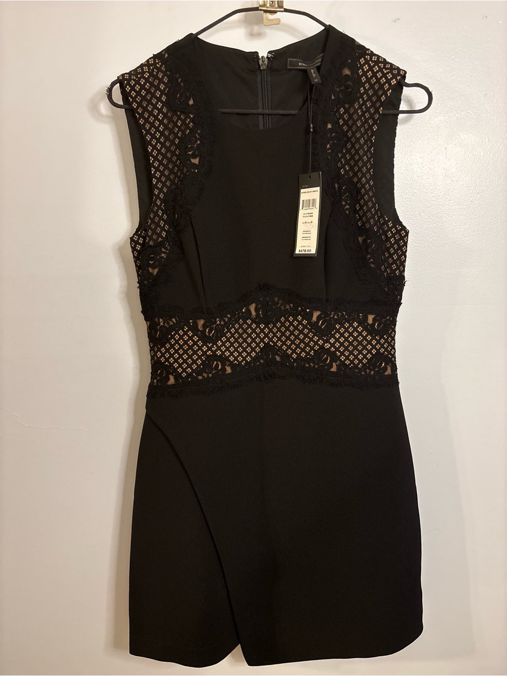 BCBGMaxAzria Black Lace-Trim Sleeveless Dress